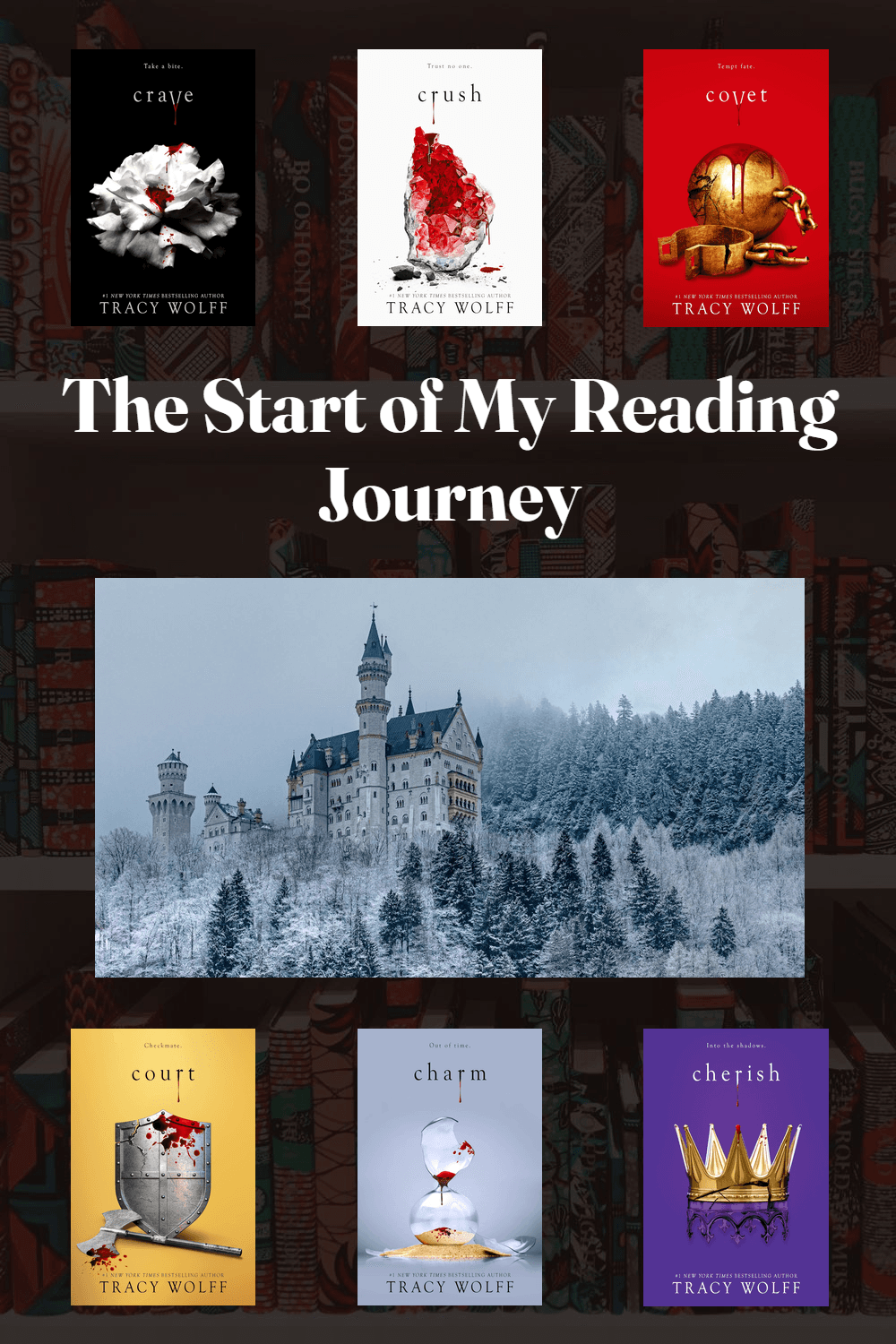 A collage for Crave by Tracy Wolff. It reads "The Start of My Reading Journey"